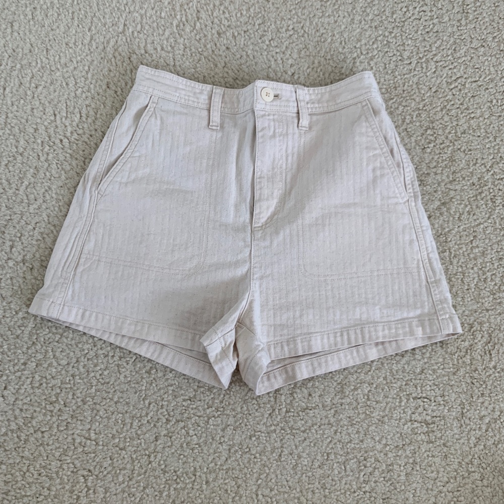 Madewell Camp Shorts in Natural Seeded Herringbone